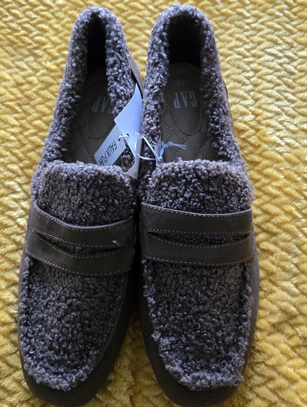 GAP| Brown Faux Fur Sherpa-Trim Slip-On Loafers|Size 10
